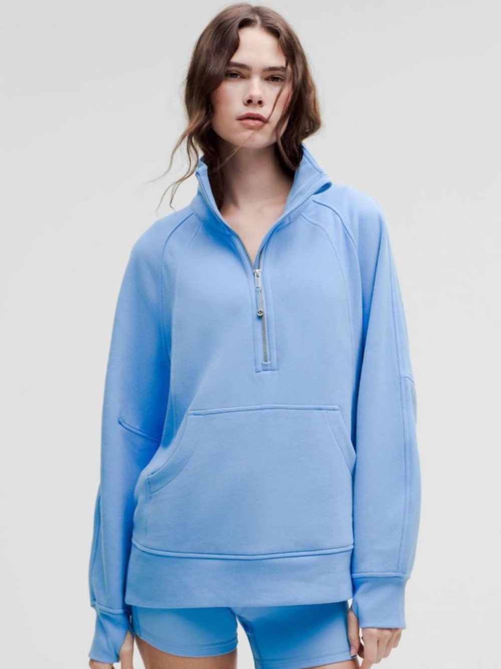 lululemon athletica Oversized Scuba Funnel-Neck Half Zip *Long — Aero Blue